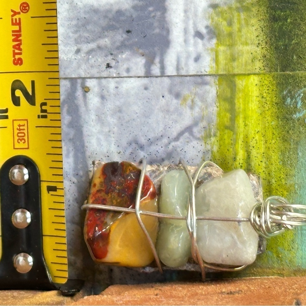 Sold🛍️Collage Gemstone Necklace Pendant, Handmade assemblage Wire Wrapped4300 G - Picture 7 of 10